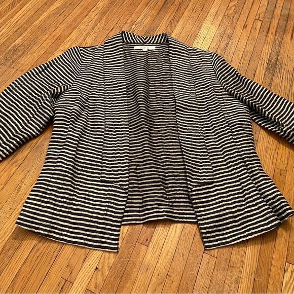 Loft black/cream stripe linen-blend lightweight blazer - Picture 3 of 4